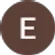 The letter e is in a brown circle on a white background.